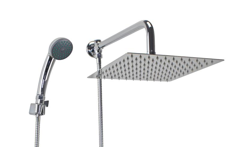 Imagem de Ducha Chuveiro Inox 25x25 cm com Ducha Manual ABS com Trava