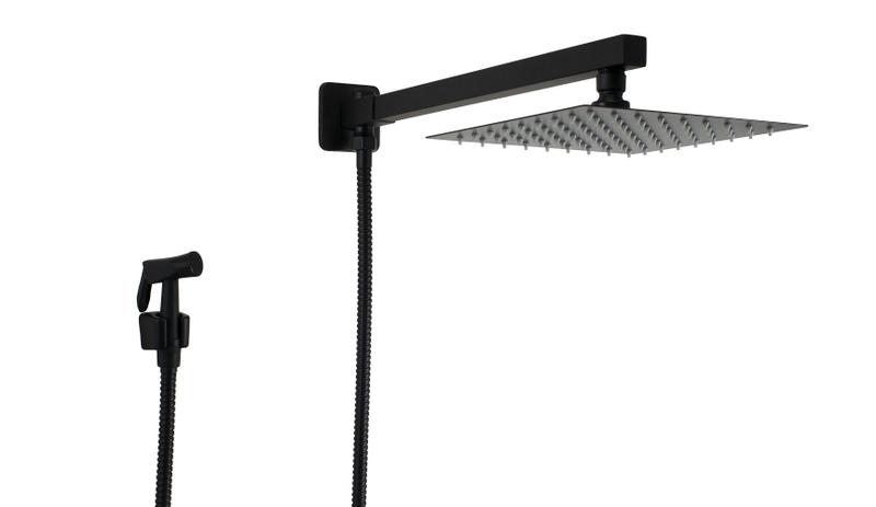 Imagem de Ducha Chuveiro Preto Fosco Inox 20 cm com Ducha Manual com Trava