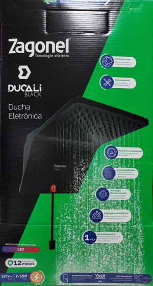 Ducha Eletrônica Zagonel Ducali Black 220V- 7500W Menor preço em Ducha Eletrônica Zagonel Ducali Black 220V- 7500W