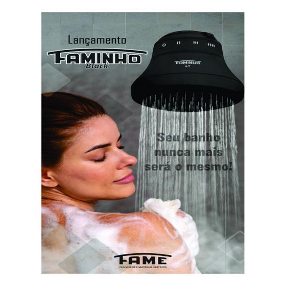 Imagem de Ducha Faminho 4T Black 127V 5400W C/Cano 30Cm