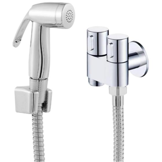 Ducha Higiênica Completa Registro Metal Duplo + Engate Flexível Aço Inox 1,20 Metros + Gatilho Top Menor preço em Ducha Higiênica Completa Registro Metal Duplo + Engate Flexível Aço Inox 1,20 Metros + Gatilho Top