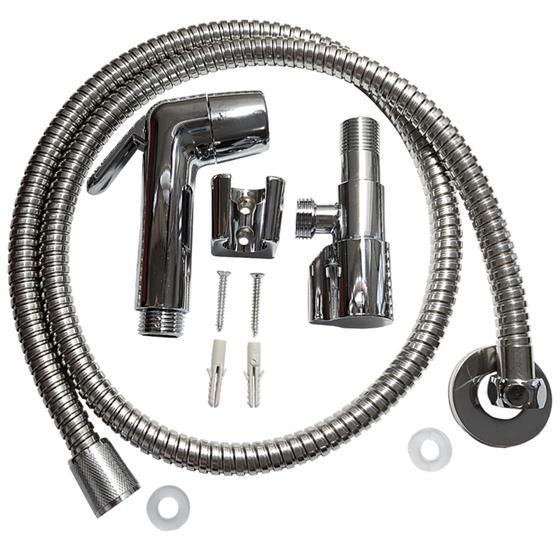 Imagem de Ducha Higiênica Metal com Gatilho Com Mangueira de 1,2 mt com Registro