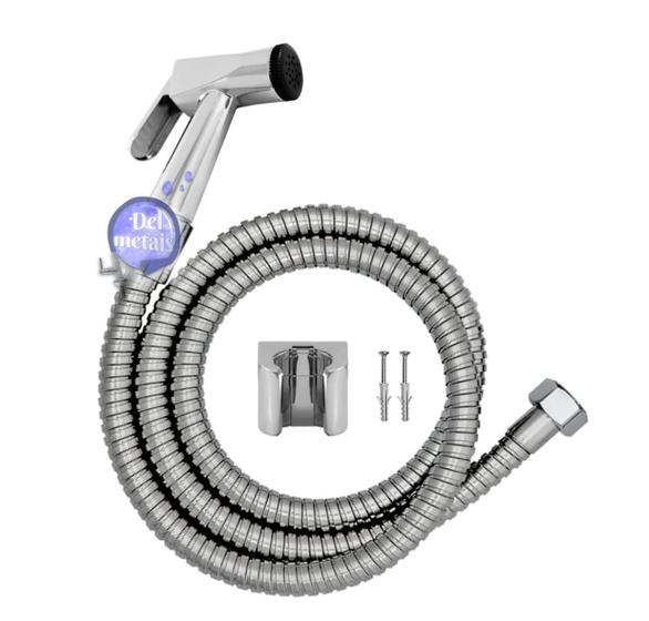 Ducha Higiênica Metal Gatilho Mangueira 1,80 Mt Sem Registro Cor:Cromado Menor preço em Ducha Higiênica Metal Gatilho Mangueira 1,80 Mt Sem Registro Cor:Cromado