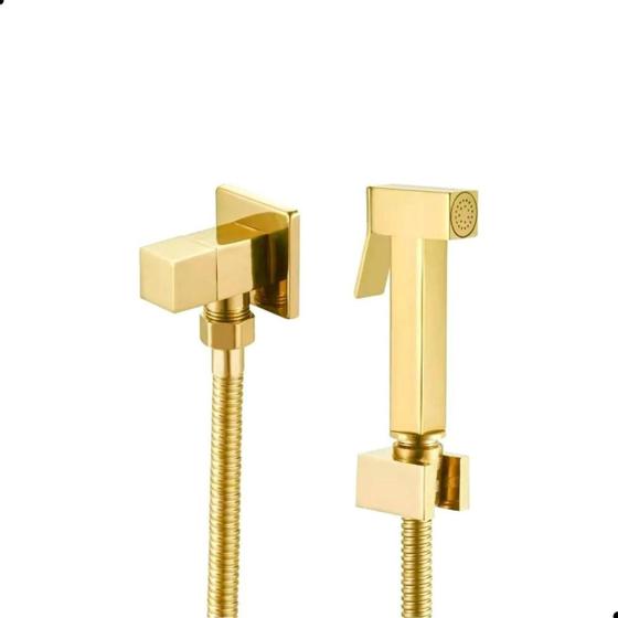 Ducha Higienica Para Banheiro Quadrada Dourada/Gold Metal Menor preço em Ducha Higienica Para Banheiro Quadrada Dourada/Gold Metal