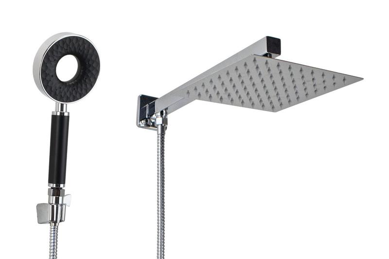 Imagem de Ducha Inox 20 cm com Chuveirinho de Mão em ABS 3 Jatos com Trava