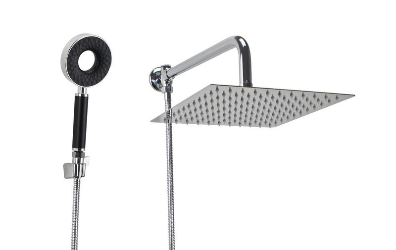 Imagem de Ducha Inox 25x25 cm com Ducha Manual 3 Jatos ABS com Trava