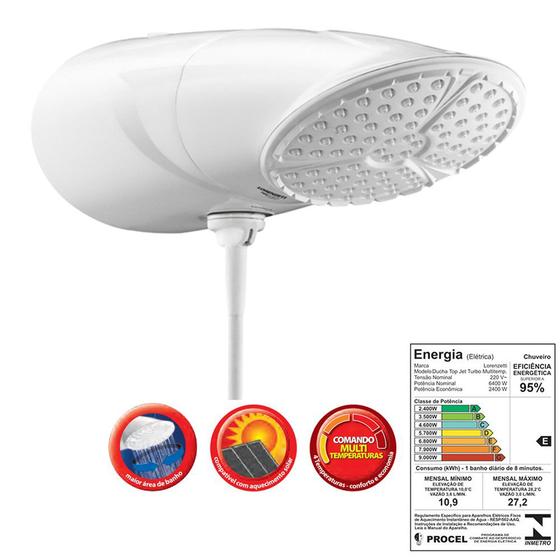 Imagem de Ducha Lorenzetti Top Jet Multitemperaturas 110v Ou 220v