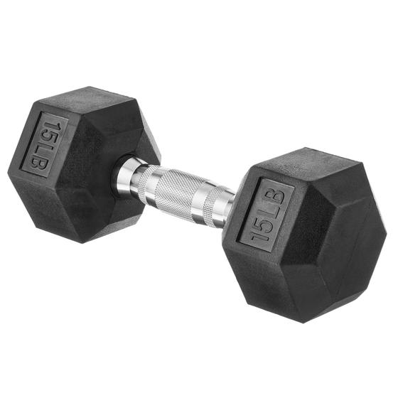 Imagem de Dumbbell Amazon Basics Rubber Hex 6,8 kg para treinamento físico