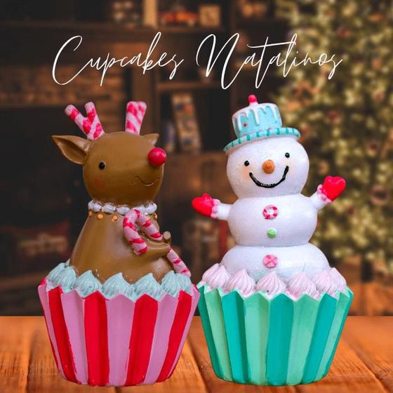 Imagem de Dupla de Cupcakes - Reninha e Boneco de Neve