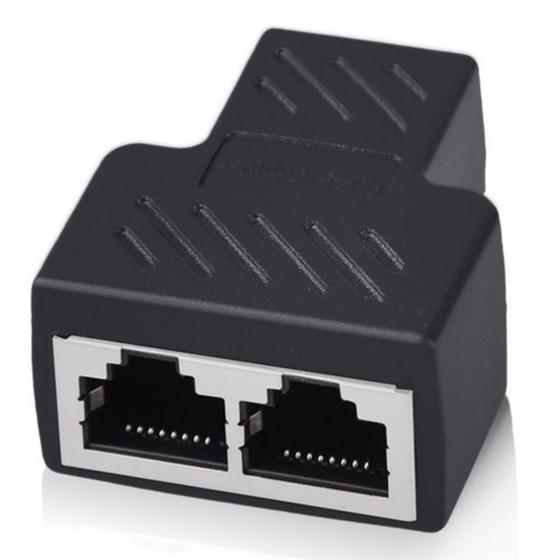 Imagem de Duplicador Conector Extensor RJ45 Splitter Plug T Preto