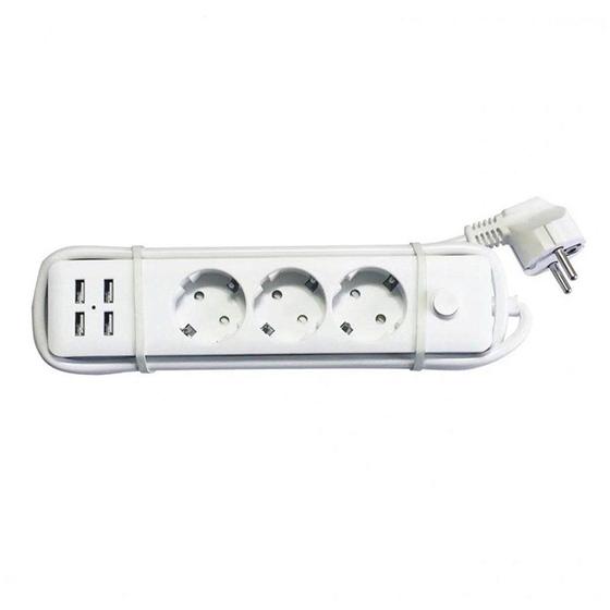 Imagem de Durável Prático 4USB + 3 Round Hole Scart Power Strip - UE