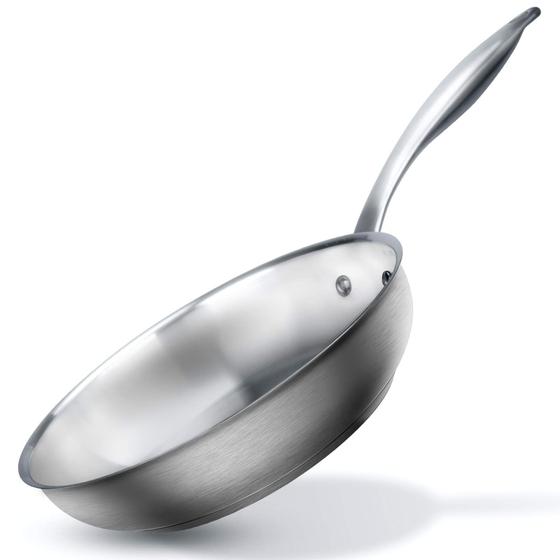 Imagem de Duxtop Frigideira de Aço Inox 9.5” Compatível com Indução (Prata)