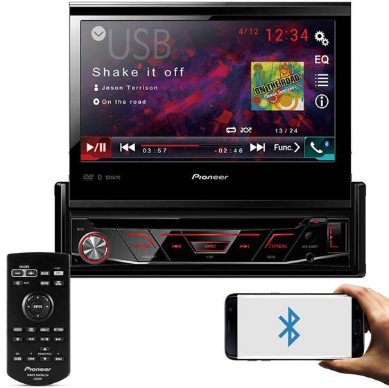 Imagem de DVD Player Automotivo Pioneer AVH-3180BT 1 Din Retrátil Tela 7" BT USB AUX MP3 WMA Com Controle