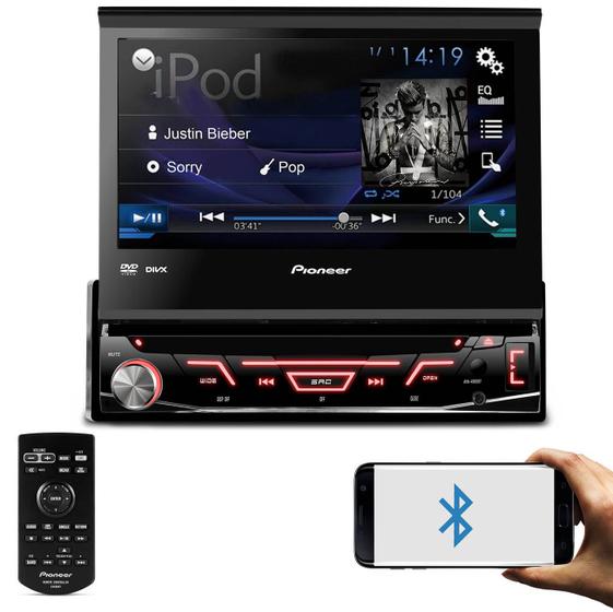 Imagem de DVD Player Automotivo Pioneer AVH-4880BT 1 Din 7 Pol Retrátil Bluetooth USB AUX RCA AM FM Microfone