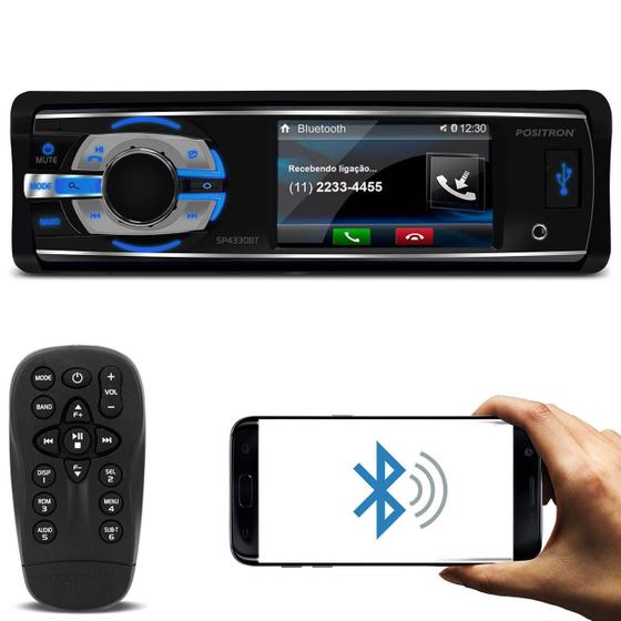 Imagem de DVD Player Automotivo Pósitron SP4330BT 1 Din 3" LCD Bluetooth USB Micro SD CD AUX FM RCA Controle