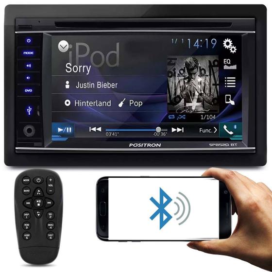 Imagem de DVD Player Automotivo Positron SP8520 BT 2 Din 6,2" Bluetooth Touch USB MicroSD CD AUX AM FM RCA