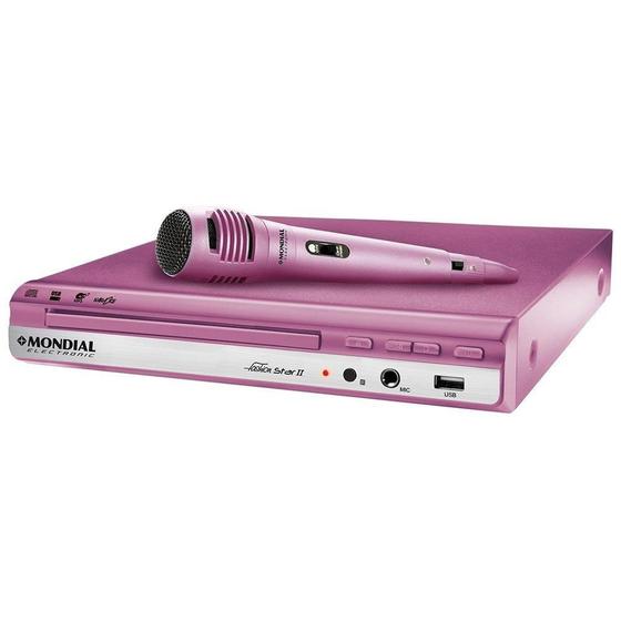 Dvd Rosa Com Microfone DVD Player D-16 Fashion Star II, Função Karaokê, Acompanha Microfone ...