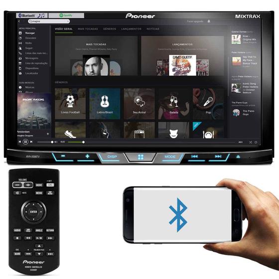 Imagem de DVD Player Pioneer AVH-X598TV 2 Din 7" Bluetooth USB AUX MP3 FM TV Compativel Android iOS Mixtrax