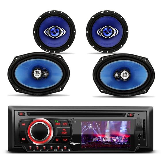 Imagem de DVD Player Quatro Rodas MTC6616 Bluetooth USB SD + 2 Pares Alto Falantes 6 e 6x9 Polegadas 250 RMS