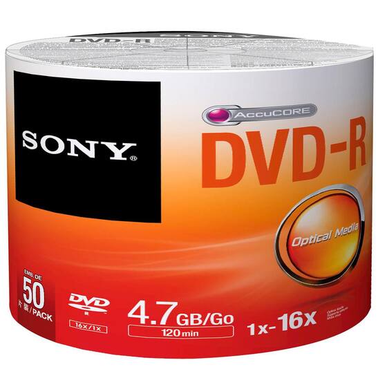 Dvd-r Printable 120 Min 4.7gb 16x 50 Unidades Sony - DVD Virgem ...