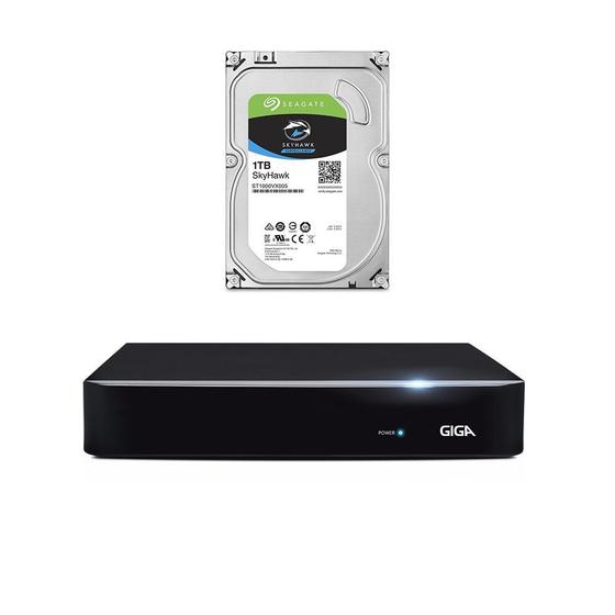 DVR Giga 8 Canais 5MP Com HD 1TB Skyhawk Ultra HD 2k Compressão de