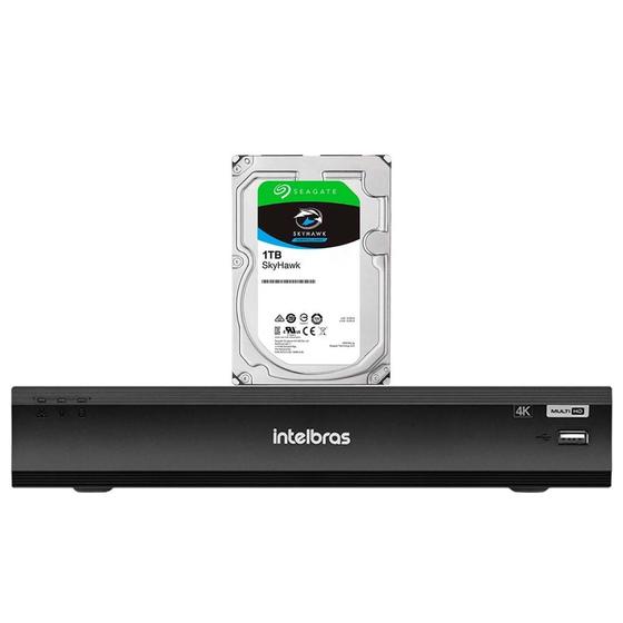 Imagem de DVR Gravador Digital de vídeo Intelbras IMHDX 5108 4k 8 Canais Detecção de veículos e pessoas compressão de video H.265+ + HD SkyHawk 1TB