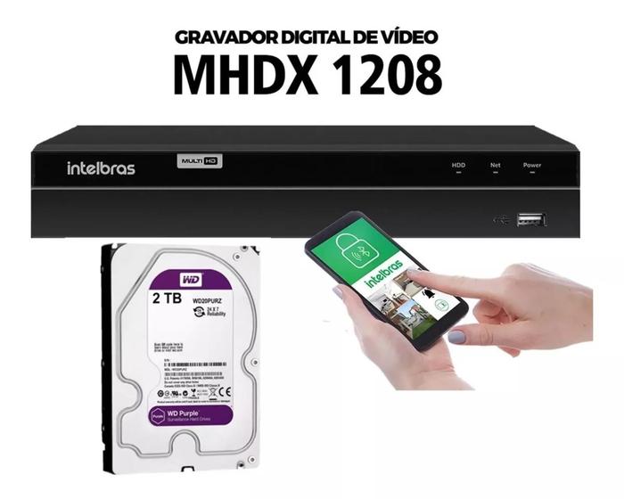 Imagem de Dvr Gravador Intelbras 8 Mhdx 1208 Multi Hd C/ Hd 2tb Purple