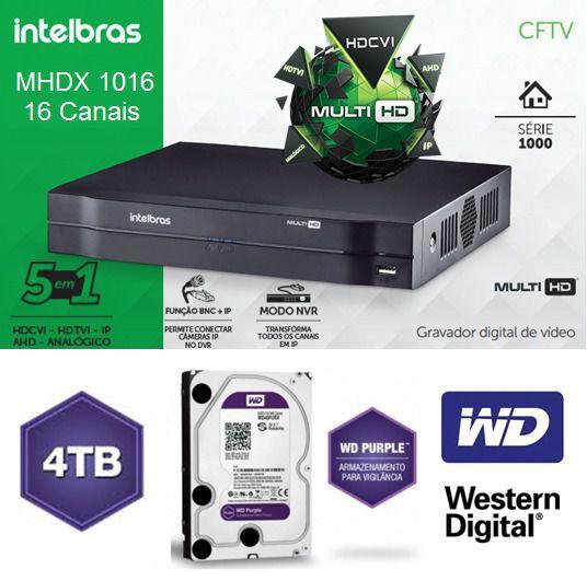 Dvr Stand Alone Mhdx Multihd 16ch 1016 + Hd Purple 4tb Menor preço em Dvr Stand Alone Mhdx Multihd 16ch 1016 + Hd Purple 4tb