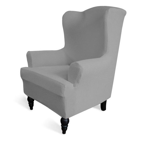 Imagem de Easy-Going Stretch Wingback Chair Sofá Slipcover 1-Piece Sofá Cover Móveis Protetor Sofá macio com elástica fundo Spandex Jacquard Tecido Pequenos cheques (Cadeira de asa, cinza claro)