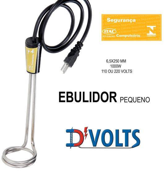 Imagem de Ebulidor Pequeno 1000w 127v (mergulhão / rabo quente) Aquecedor de Água Elétrico- INMETRO  