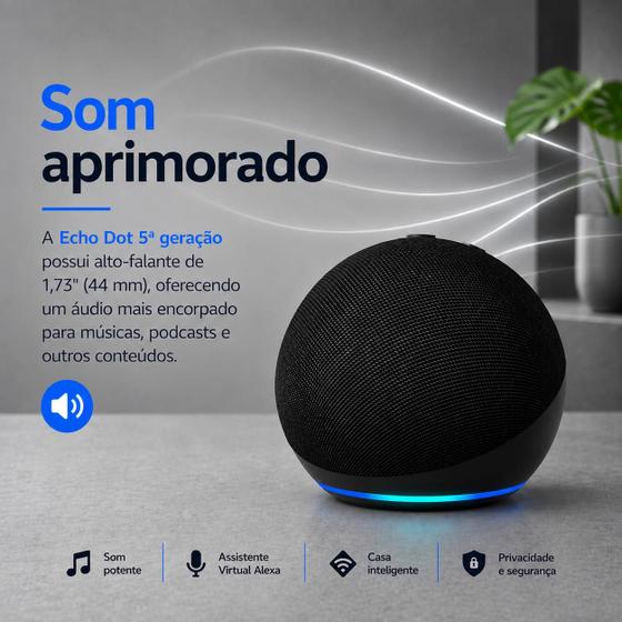 Echo Dot 5ª geração, Smart speaker com Produto Alexa, Preta - Amazon