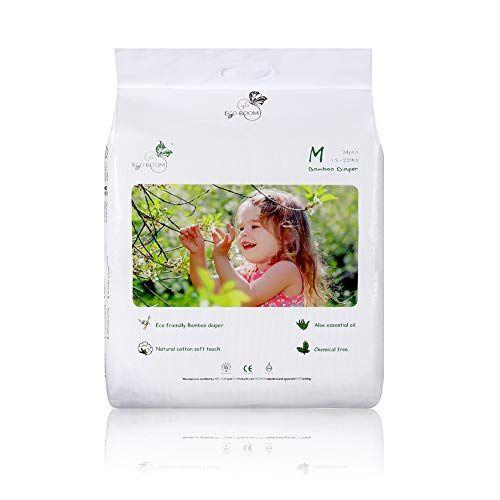 Imagem de ECO BOOM Bebê Bambu Fraldas Descartáveis Descartáveis Fraldas Infantis Eco Amigável Fraldas Naturais Fraldas Macias para Bebê 74 Count-Pack Tamanho 3 Fraldas (13-22lb)