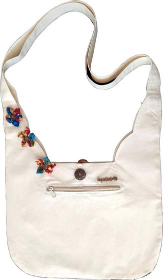 Imagem de Ecobag Artesanal em  Algodão cru  com aplicaçao de fuxicos