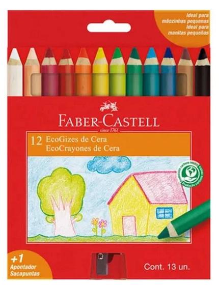 Imagem de Ecogiz de cera faber castell 12 cores c/ apontador