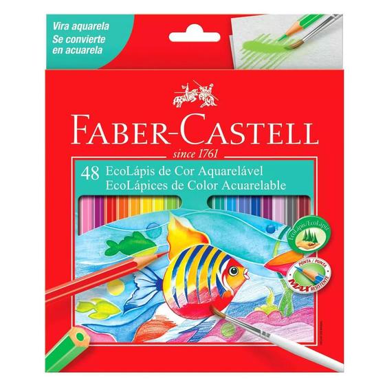 Imagem de Ecolápis Cor Aquarelável Faber Castell 48 Cores com Pincel
