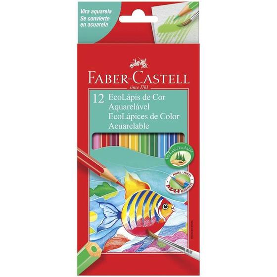 Imagem de Ecolápis de cor 12 cores clássicas aquareláveis + 1 pincel Faber-Castell