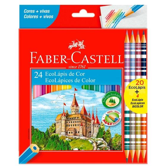 Imagem de Ecolápis de cor 20 cores + 4 Ecolápis Bicolor Faber-Castell