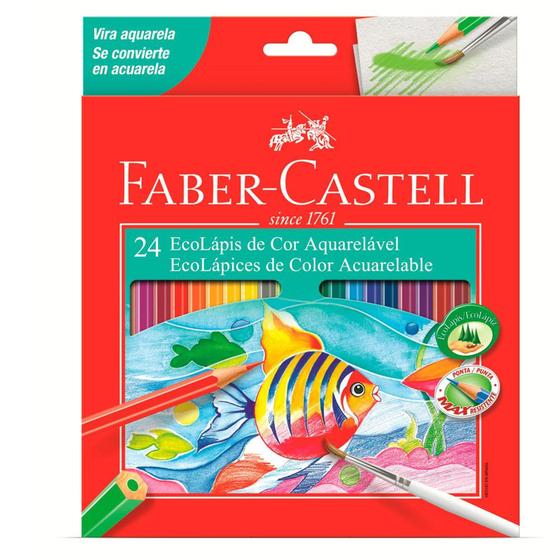 Imagem de EcoLápis de Cor Aquarelável Faber-Castell - Estojo com 24 Cores - Ref 120224 - FABER CASTELL