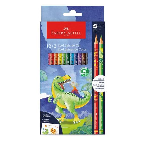 Imagem de Ecolápis de Cor Faber Castell 12+2 Coleção Dinossauro - FABER CASTELL LINHA VERMELHA