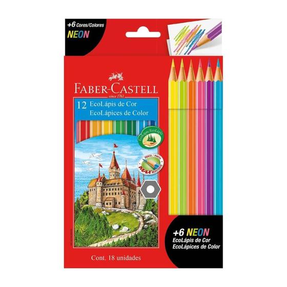 Imagem de Ecolápis De Cor Faber Castell 12 Cores + 6 Neon