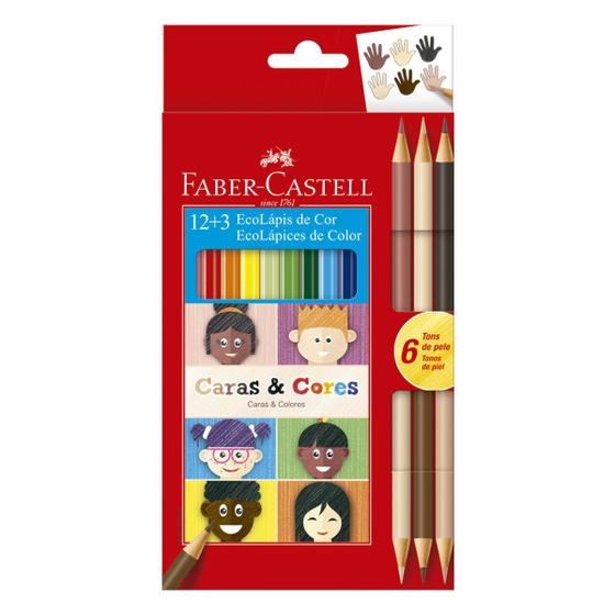 Imagem de Ecolápis de Cor FABER-CASTELL Caras e Cores 12+3