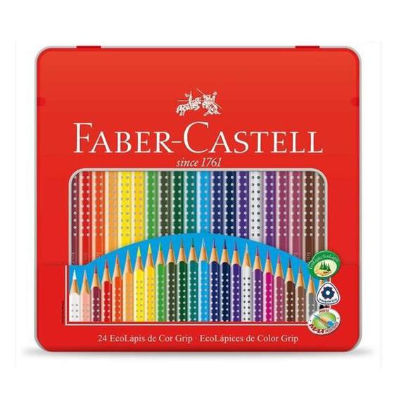 Imagem de EcoLápis de Cor Grip - Faber-Castell Estojo Lata com 24 Cores - Ref 121024LTN