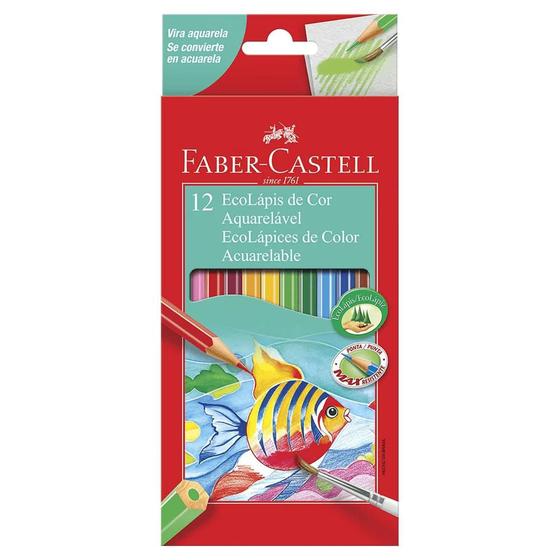 Imagem de EcoLápis de Cor Sextavado Aquarelável Estojo com 12 cores - Faber Castell