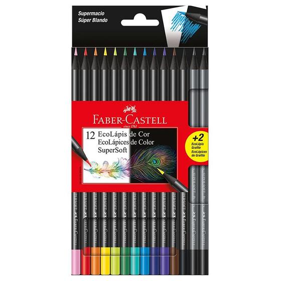 Imagem de Ecolápis de cor Super Soft 12 cores clássicas + 2 lápis grafite Faber-Castell