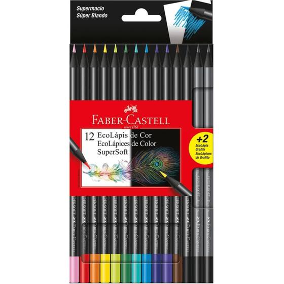 Imagem de Ecolápis de Cor Supersoft com 12 Cores + 2 - Faber Castell