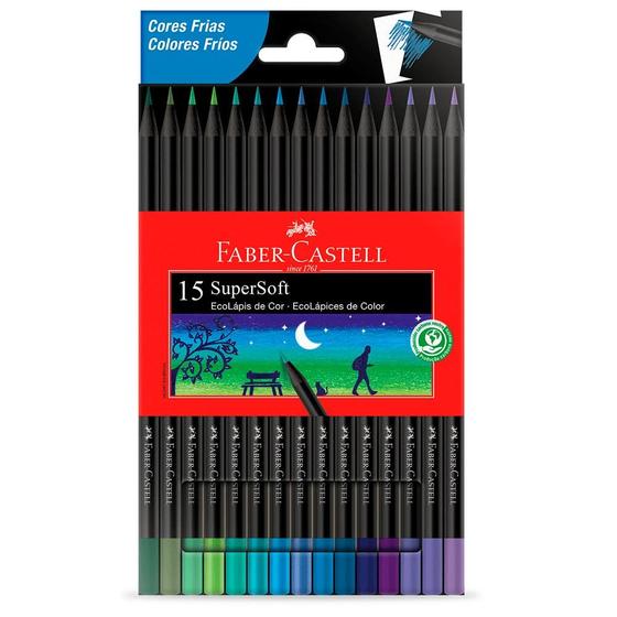 Imagem de Ecolápis de Cor Supersoft Cores Frias com 15 Unidades - Faber-Castell