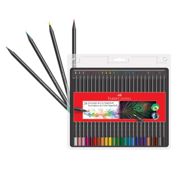 Imagem de EcoLápis de Cor SuperSoft Faber-Castell Estojo com 24 Cores - Ref 120724SOFT