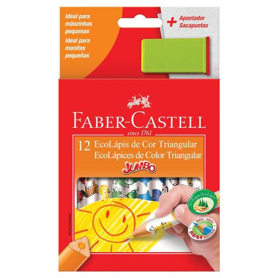 Imagem de Ecolápis de Cor Triangular Jumbo Estojo com 12 cores - Faber Castell