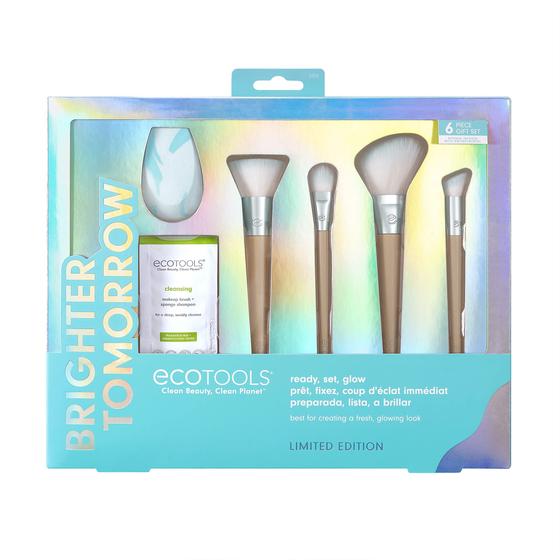 Imagem de EcoTools Limited Edition Ready, Set, Glow Maquiagem Acessório & Cleansing Set, Azul, 6 Peças Ferramenta de Maquiagem Conjunto de Presentes de Natal Para Esposa, Filha Ou Namorada