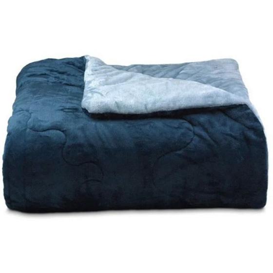 Imagem de Edredom Buettner Casal Plush Flannel Dupla Face 220mx240m Azul Jeans Escuro &amp Azul Jeans Claro